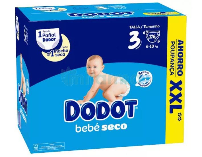 Dodot Bebé Seco Pañales Box XXL T3 6-10 kg 176 uds Online