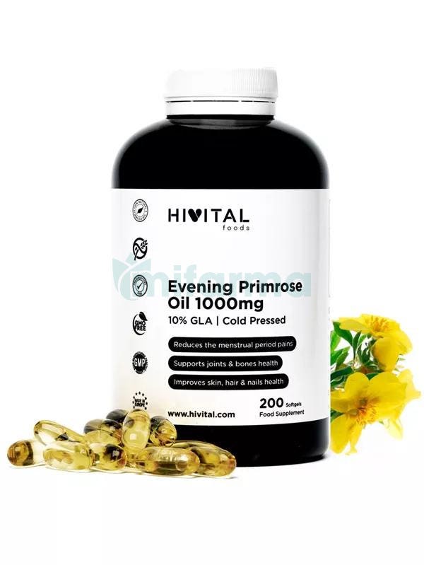 Hivital Aceite de Onagra 1000mg con 10 Omega 6 GLA 200 Perlas
