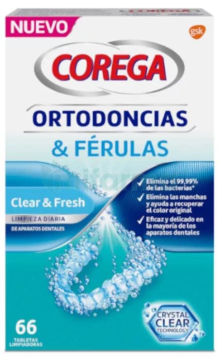 Corega Ortodoncias Ferulas 66 Tabletas Limpiadoras