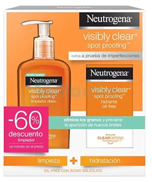 Pack Limpiador Diario Visibly Clear Neutrogena 200ml Hidratante Oil Free 50ml