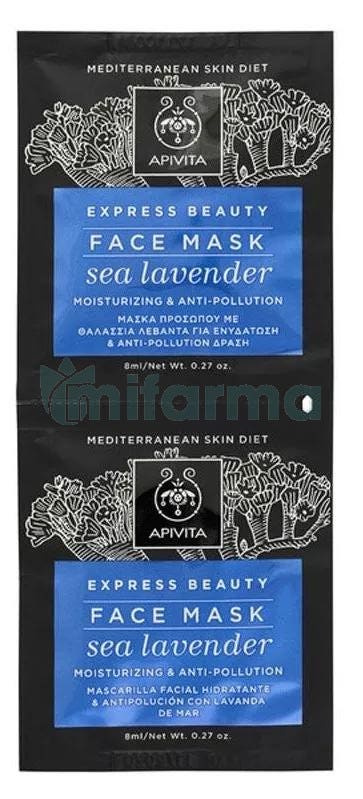 Apivita Express Beauty Mascarilla Hidratante y Antioxidante con Lavanda de Mar 2x8ml