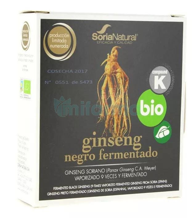 Ginseng Negro Fermentado Bio Soria Natural 24 Capsulas